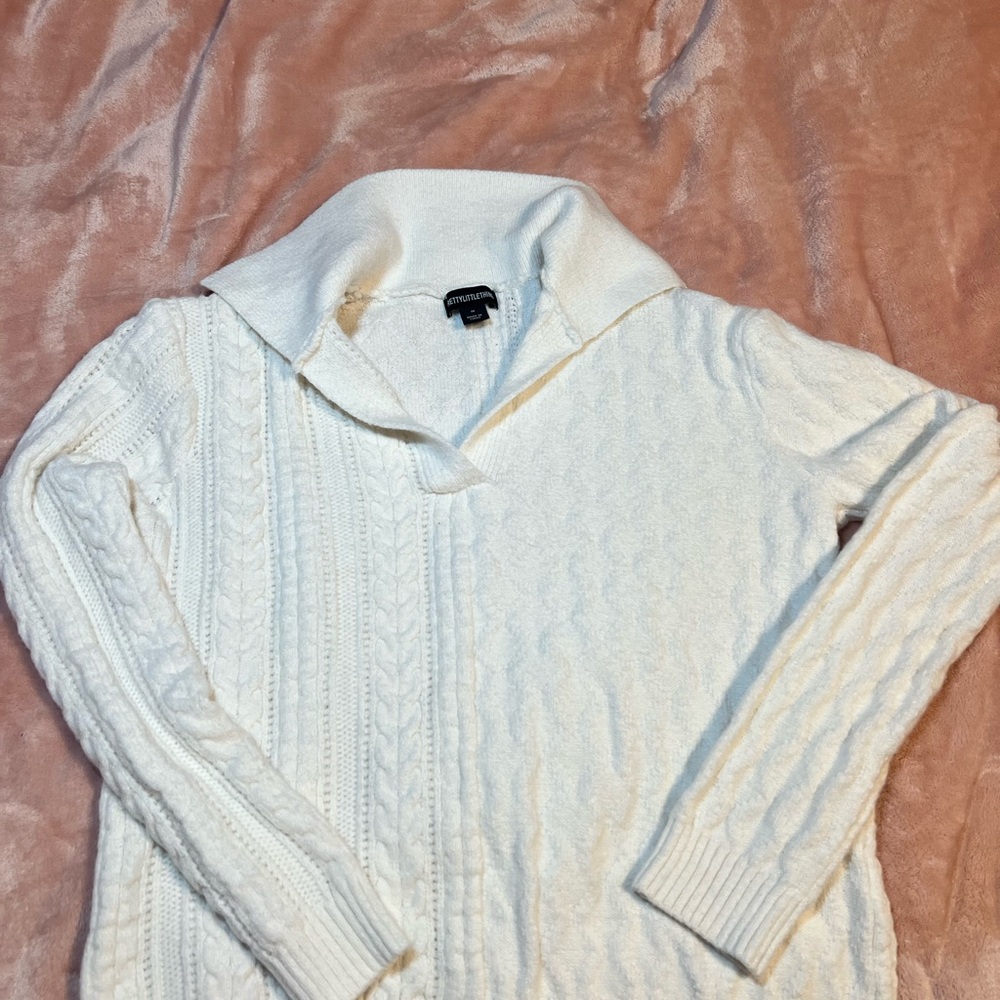 PrettyLittleThing Cream Cable Knit Cowl Sweater